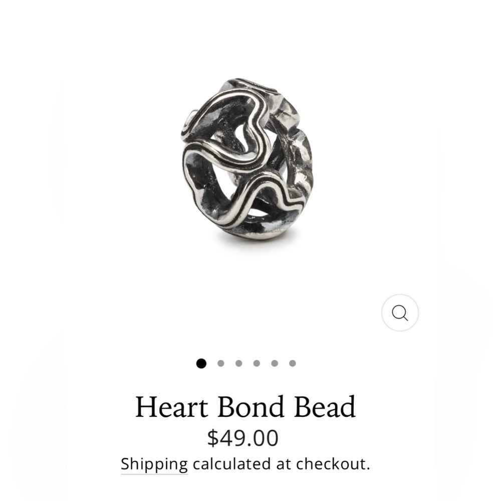 Trollbeads Silver Heart Bond Bead